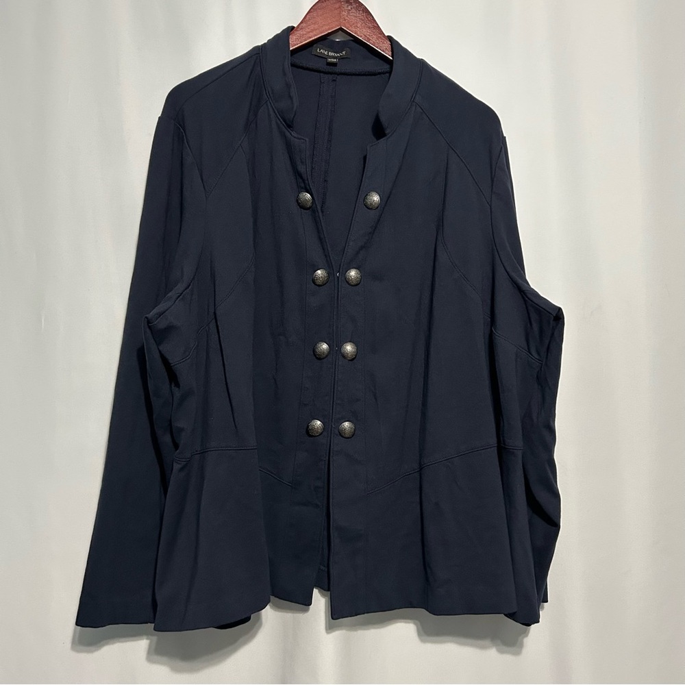 Lane Bryant Women's Double Breasted Jacket Navy Blue Sz 28 Stretch Comfort